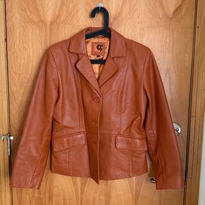 Cognac Leather Blazer